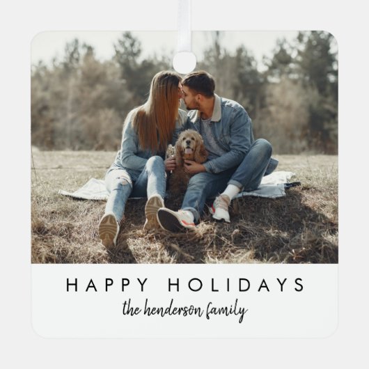 クリスマススタイリッシュ |モダントレンディーミニマル写真 メタルオーナメント (正面)