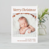 クリスマススタイリッシュ | 白黒1枚のフォト金ゴールド 箔シーズンカード (立ち正面)