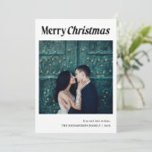 クリスマススタイリッシュ | 白黒1枚の写真 シーズンカード (スタンド正面)