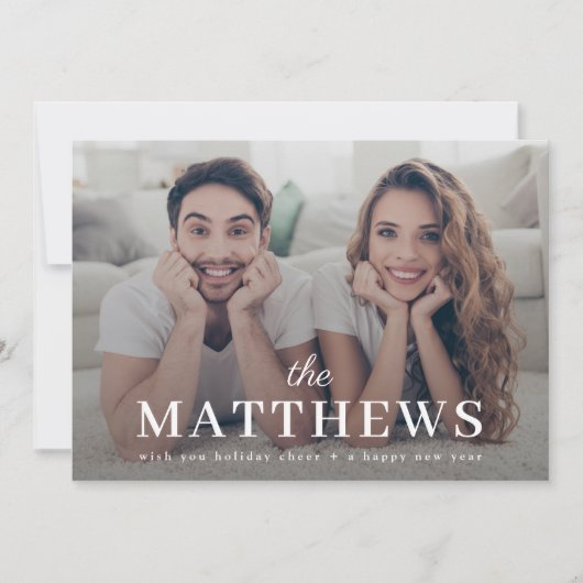 クリスマススタイリッシュ | Sage Greenモダンカップルの写真 シーズンカード (正面)