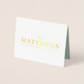 クリスマススタイリッシュ | Sage Greenモダンカップルの写真 箔カード (正面)