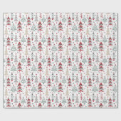 クリスマススタイルの森の明るいクリスマスツリー ラッピングペーパー (フラット)