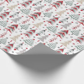 クリスマススタイルの森の明るいクリスマスツリー ラッピングペーパー (角)