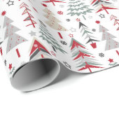 クリスマススタイルの森の明るいクリスマスツリー ラッピングペーパー (ロールコーナー)