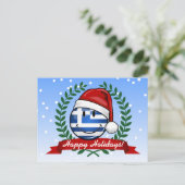 クリスマススタイルギリシャ国旗 シーズンポストカード (スタンド正面)
