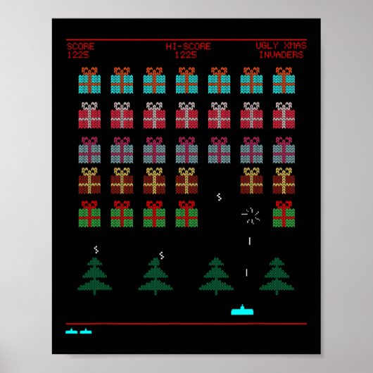 クリスマススタイルレトロビデオゲーム ポスター (正面)