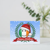 クリスマススタイル微笑むアイルランド国旗 シーズンポストカード (スタンド正面)