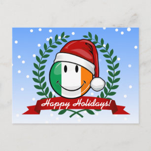 クリスマススタイル微笑むアイルランド国旗 シーズンポストカード