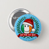 クリスマススタイル微笑むアイルランド国旗 缶バッジ (正面&裏面)
