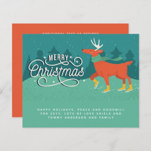 クリスマススタッグのアイコンをクリックする個人的な年次書簡 (正面/裏面)