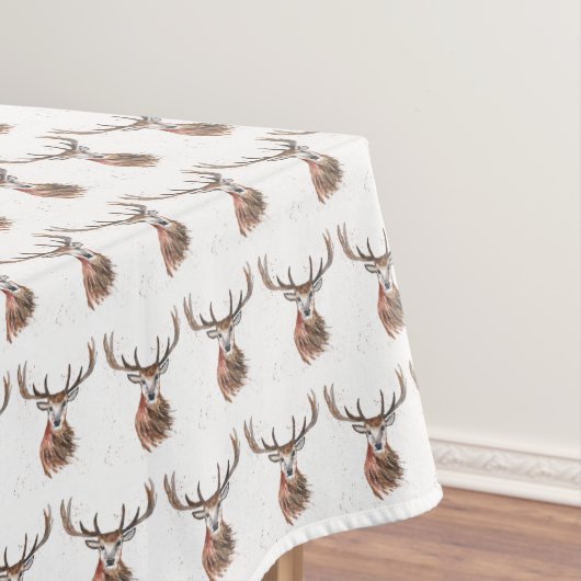 クリスマススタッグディアウォーターカラーアニマルフェスティバル テーブルクロス (インサイチュ)