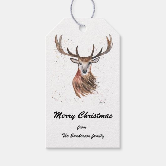 クリスマススタッグディアウォーター色自然ワイルドギフトT ギフトタグ (正面)