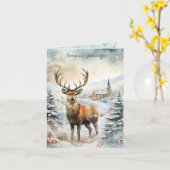クリスマススタッグ カード (黄色い花)