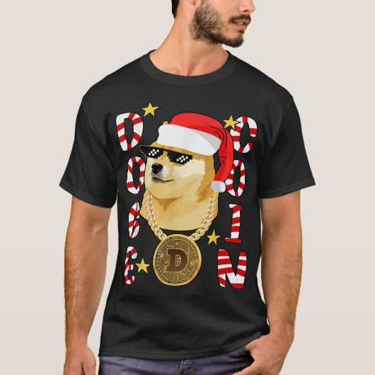 クリスマススタフドージガンスタクリプトクリスマスサンタハット Tシャツ (正面)