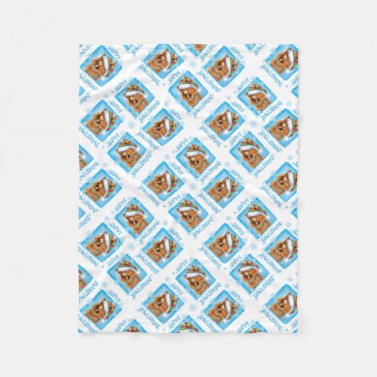 クリスマススタンダードプードル フリースブランケット (正面)