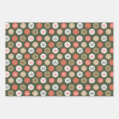 クリスマススタンプオーナメントラッピング紙セット3 ラッピングペーパーシート (正面2)