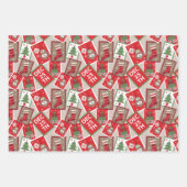 クリスマススタンプオーナメントラッピング紙セット3 ラッピングペーパーシート (正面)