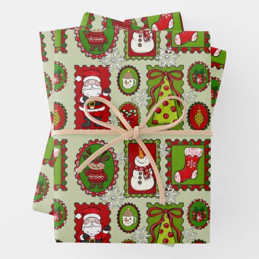 クリスマススタンプギフトラッピングペーパー ラッピングペーパーシート (インサイチュ)
