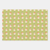 クリスマススタンプ、グリーン弓、サンタと雪だるま ラッピングペーパーシート (正面3)