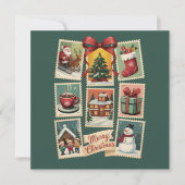 クリスマススタンプ ホリデー切手 レトロサンタ シーズンカード (正面)