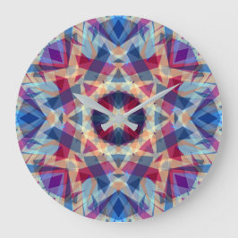 クリスマススターすてきブルーおもしろいパープルブライトイエロー ラージ壁時計