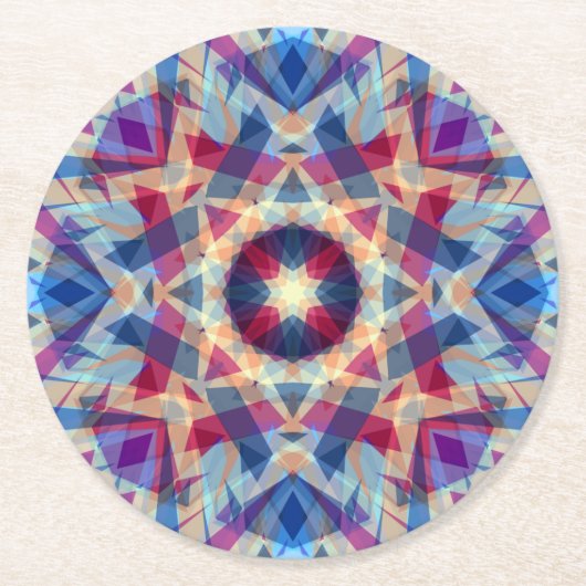 クリスマススターすてきブルーおもしろいパープルブライトレッド ラウンドペーパーコースター (正面)