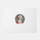 クリスマススターとおもしろい犬シーズンのフェスティバル ドアマット (正面)