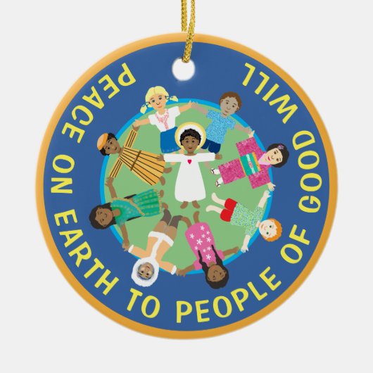 クリスマススターとイエズス平和セラミックオーナメント セラミックオーナメント (正面)