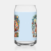 クリスマススターとキルティングパッチワークサンタ ガラス缶 (左)