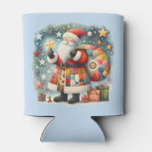 クリスマススターとキルティングパッチワークサンタ 缶クーラー (裏面)