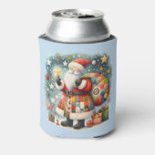 クリスマススターとキルティングパッチワークサンタ 缶クーラー (缶裏面)