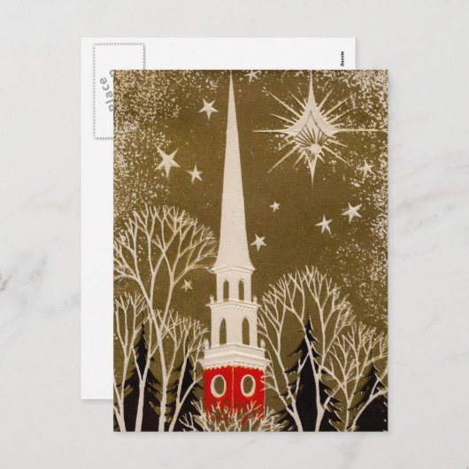 クリスマススターとスティプル金ゴールド シーズンポストカード (正面/裏面)