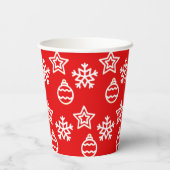 クリスマススターとスノーフレークの模様（赤） 紙コップ (裏面)