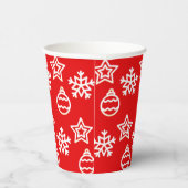 クリスマススターとスノーフレークの模様（赤） 紙コップ (右)