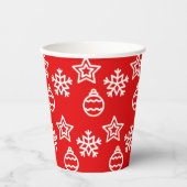 クリスマススターとスノーフレークの模様（赤） 紙コップ (正面)