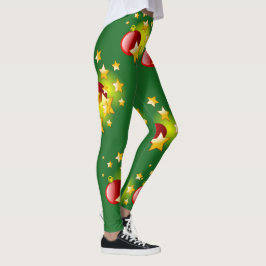 クリスマススターとボールストレッチパンツ レギンス