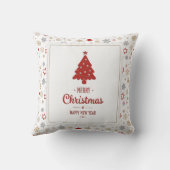 クリスマススターと雪片パターン クッション (裏面)