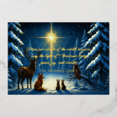 クリスマススターに魅了される森林動物 箔シーズンカード (正面)