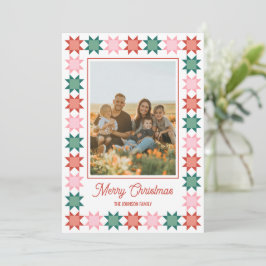クリスマススターのパッチワークフレームのホリデー写真カード シーズンカード