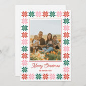 クリスマススターのパッチワーク額縁休日の写真カード シーズンカード (正面/裏面)