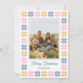 クリスマススターのパッチワーク額縁休日の写真カード シーズンカード (正面)