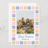 クリスマススターのパッチワーク額縁休日の写真カード シーズンカード (正面/裏面)