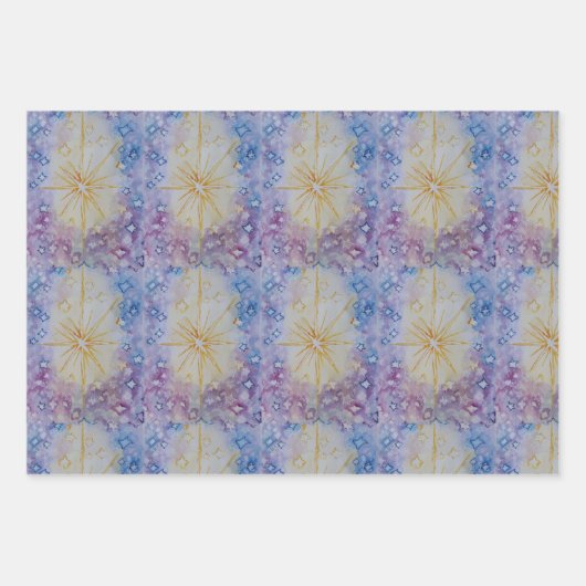 クリスマススターの季節の挨拶招待状 ラッピングペーパーシート (正面3)