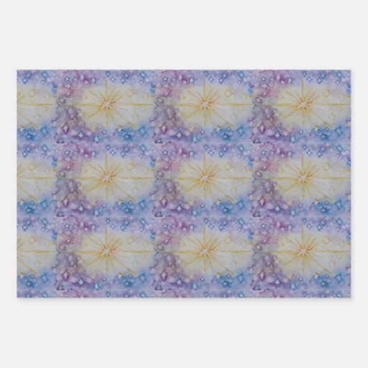 クリスマススターの季節の挨拶招待状 ラッピングペーパーシート (正面2)