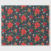 クリスマススターの花、ミスタントウとウィンターグリーン ラッピングペーパー (フラット)