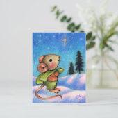 クリスマススターの願い – かわいいホリデーマウスアート シーズンポストカード (スタンド正面)