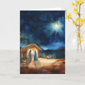 クリスマススターを導く水彩出生 カード (黄色い花)