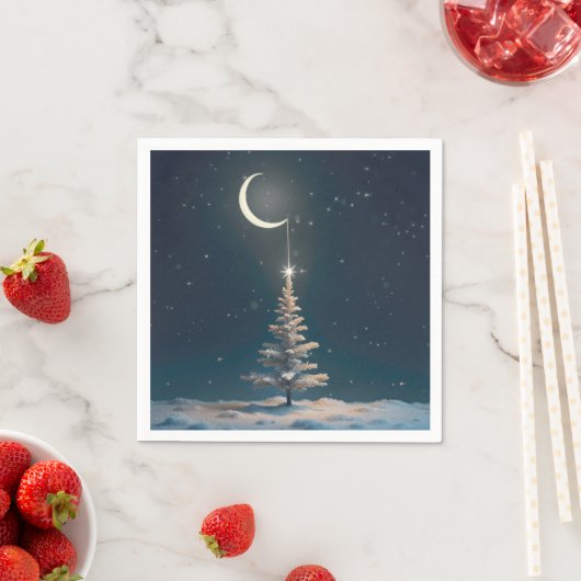 クリスマススターを持つ三日月 スタンダードカクテルナプキン (インサイチュ)
