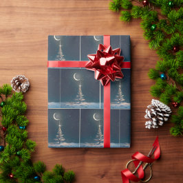 クリスマススターを持つ三日月 ラッピングペーパー