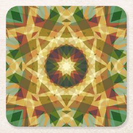 クリスマススターウィンターグリーン秋ブラウン金ゴールドイエロー スクエアペーパーコースター